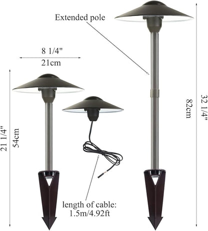 Low Voltage Landscape Path Lights, Aluminum Pathway Area Light, Replaceable 3W Warm White G4 LED Bulb, Extended Pole and Stake Included for Low Voltage Landscape Lighting, 2-Pack