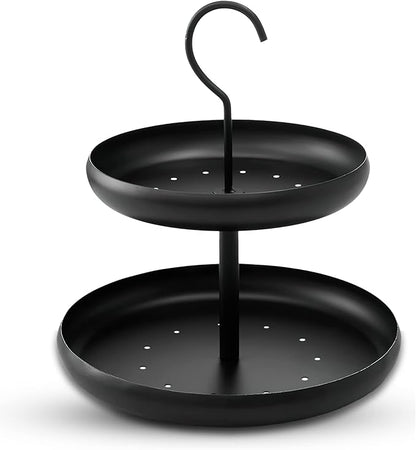 Monarch Abode Hanging Bird Feeder for Outdoors – Hanging Birdfeeder with Two Levels for Wild Birds, Matte Black Two-Tier Metal Decorative Wild Bird Feeder for Outside Garden Patio Deck Yard
