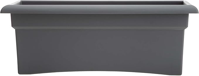 Bloem Veranda 26" Charcoal Deck Box Planter with Optional Knock-Out Drainage Holes