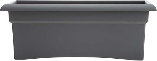 Bloem Veranda 26" Charcoal Deck Box Planter with Optional Knock-Out Drainage Holes