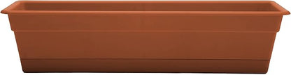 Bloem Dura Cotta Window Box Planter: 30" - Terra Cotta - Large Box with Tray, Weatherproof Resin Box, Removable Tray for Indoor & Outdoor Use, Gardening, 4 Gallon Capacity