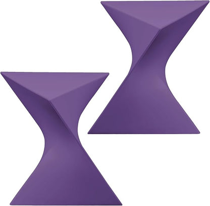 LeisureMod 15.75" Stackable Weather-Resistant Plastic Triangular Side Table - Accent End Table for Indoor & Outdoor Use (Purple, Set of 2)