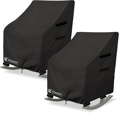 Outdoor Rocking Chair Cover,Heavy Duty 600D Waterproof Patio Rocking Chairs Winter Cover for 27" W x 34" D x 45" H Presidential Rocking Chair,Black