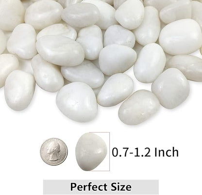 YISZM White Pebbles for Indoor Plants, Natural Polished River Rocks, Small Decorative Stones for Planters Vase Fish Tank Aquariums Landscaping Garden, 2lbs