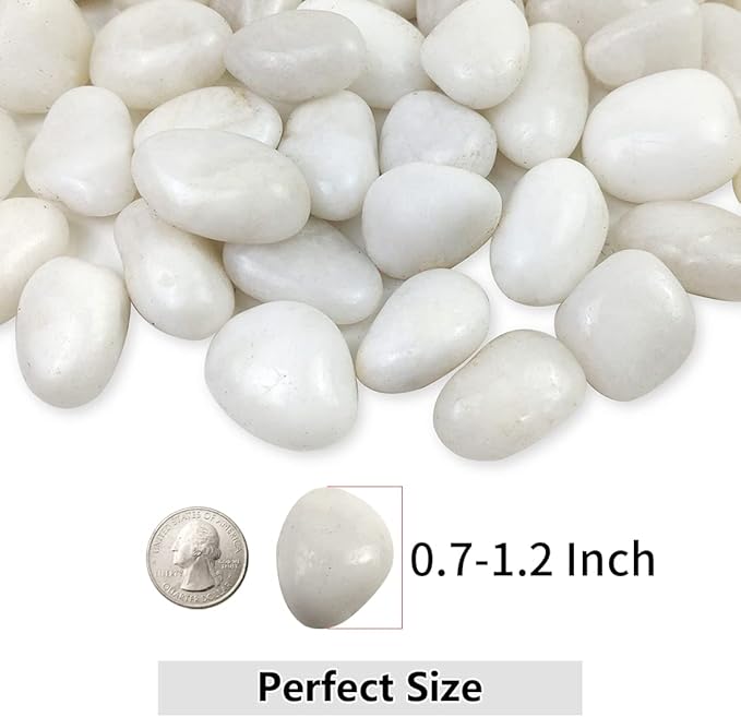 YISZM White Pebbles for Indoor Plants, Natural Polished River Rocks, Small Decorative Stones for Planters Vase Fish Tank Aquariums Landscaping Garden, 10lbs