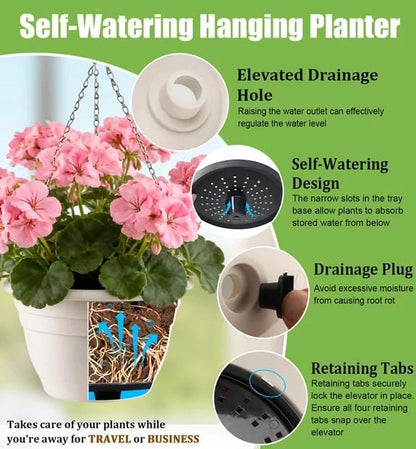 RooTrimmer Hanging Planters 11 Inch, 3 Pcs Flower Pots with Drainage H –  LuxaLeaf