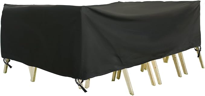 Outdoor Furniture Covers, Rectangular patio table cover, Waterproof for Outdoor patio set cover, Dining table cover, 160" L x 90" W x 36" H Black