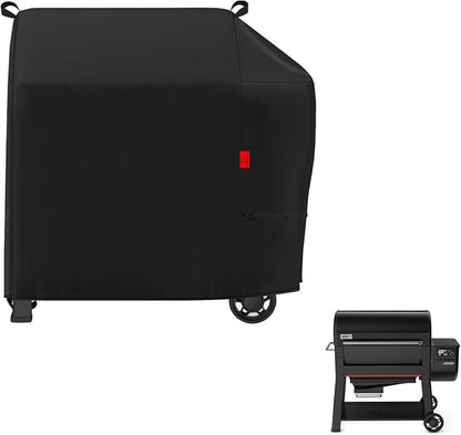 Outdoor Grill Cover Fits Weber Searwood XL 600 Pellet Smoker Grill,Heavy Duty Waterproof 600D BBQ Cover for Outside,UV Resistant with Storage Bag & Windproof Straps 52.5" W X 25" D X 42" H