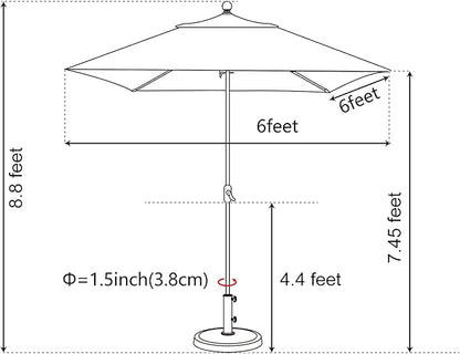 EliteShade USA 10-Year-Non-Fading 6x6Ft Square Market Umbrella Patio Outdoor Table Umbrella with Ventilation, Beige