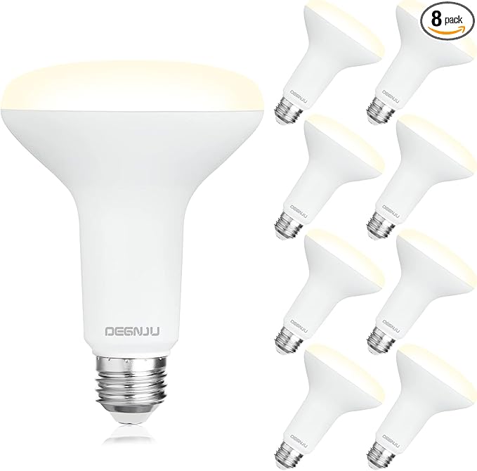 8 Pack BR30 LED Bulb, Dimmable Indoor Flood Lights 7W Equivalent 65W 3000K Warm White, CRI80, 650 LM, E26 Base, 15000 Lifetime Hours, Interior Energy Saving Recessed Light Bulb, Flicker-Free