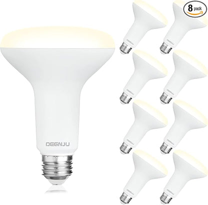8 Pack BR30 LED Bulb, Dimmable Indoor Flood Lights 7W Equivalent 65W 3000K Warm White, CRI80, 650 LM, E26 Base, 15000 Lifetime Hours, Interior Energy Saving Recessed Light Bulb, Flicker-Free