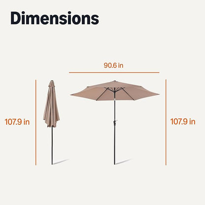 Amazon Basics Patio Umbrella, Crank Lift and Push Button Tilt, 9 Foot, Tan