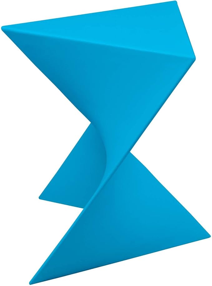 LeisureMod 15.75" Stackable Weather-Resistant Plastic Triangular Side Table - Accent End Table for Indoor & Outdoor Use (Blue, Set of 2)