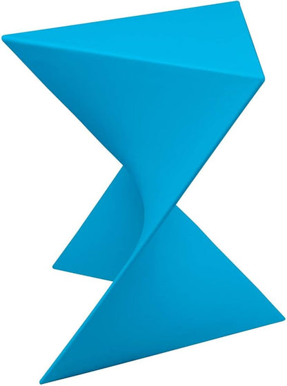 LeisureMod Danbury 15.75" Stackable Side Table - Weather-Resistant Triangular Plastic Accent End Table for Living Room, Backyard, or Lawn (Blue, Set of 4)