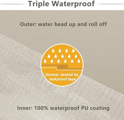 Favoyard Patio Chair Cushions 20 x 20 x 3 Inch Waterproof Outdoor Seat Cushions for Patio Furniture 3-Year Color Fastness Garden Sofa Couch Chair Pads with Handle & Adjustable Straps Set of 2, Beige