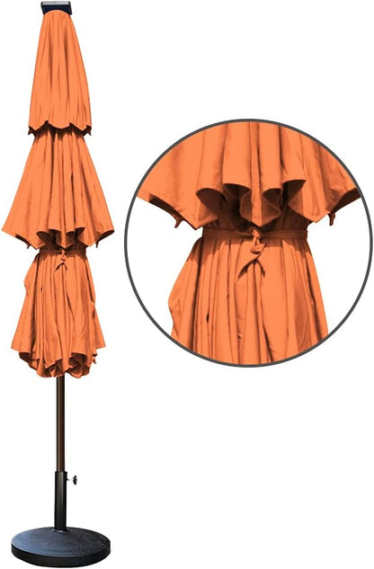 EliteShade USA 10-Year-Non-Fading Solar 9ft 3 Tiers Market Umbrella with 80 LED Lights Patio Umbrellas Outdoor Table with Ventilation,Rust