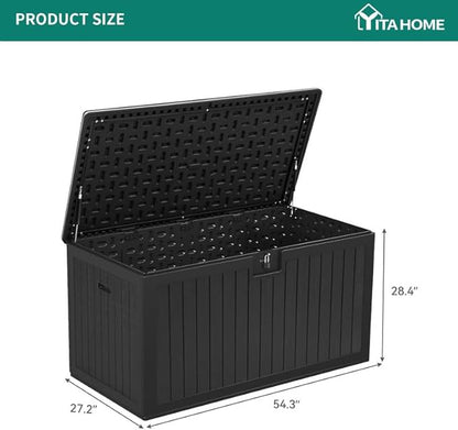 YITAHOME XL 180 Gallon Large Deck Box,Outdoor Storage for Patio Furniture Cushions,Garden Tools,Waterproof,Lockable (Black)