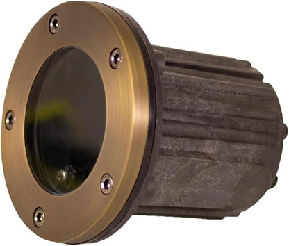12V Brass In-Ground Well Light (Open Top) with 5W 2700K Warm White MR16 LED Bulb & PVC Sleeve for Low Voltage Landscape Lighting of Outdoor Pathway, Garden, Shrubs, Columns or Trees