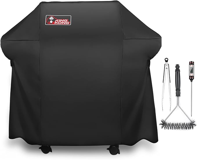 Kingkong 7106 Cover for Weber Spirit 200 and 300 Series Gas Including Grill Brush, Tongs and Thermometer