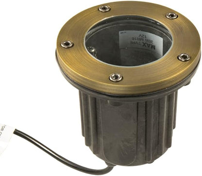 12V Brass In-Ground Well Light (Open Top) with 5W 2700K Warm White MR16 LED Bulb & PVC Sleeve for Low Voltage Landscape Lighting of Outdoor Pathway, Garden, Shrubs, Columns or Trees