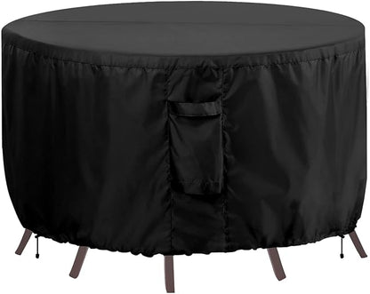 OutdoorLines Outdoor Waterproof Patio Table Furniture Set Covers - Round Couch Sectional Cover Outside Weatherproof Patio Furniture Covering for Deck, Lawn and Backyard 96" Dia x 28" H, Black