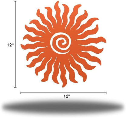 Riverside Designs Sunburst Metal Wall Art Steel Outdoor Decor - Heavy-Duty and Waterproof - Made in USA (12", Coral)