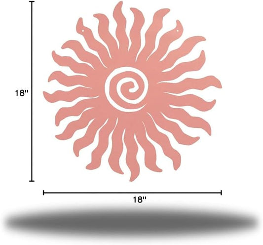 Riverside Designs Sunburst Metal Wall Art Steel Outdoor Decor - Heavy-Duty and Waterproof - Made in USA (18", Pink)