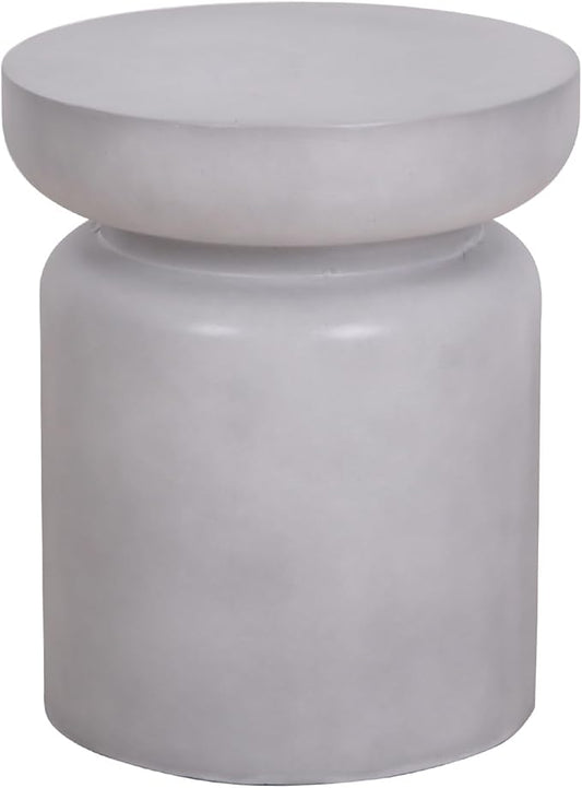 Afterglow Terrafab Concrete Look Side Table End Table Natural Decorative Garden Stools for Living Room Bedroom Patio Home Decor, Size: Ф14.6”* 17”H, Grey