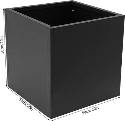 20Inch Steel Planter Box Metal Planter Large Tall Square Planters for Indoor Outdoor Plants, Heavy Duty Flower Pot for Patio, Yard, Garden (Black, 20" L x 20" W x 20" H)
