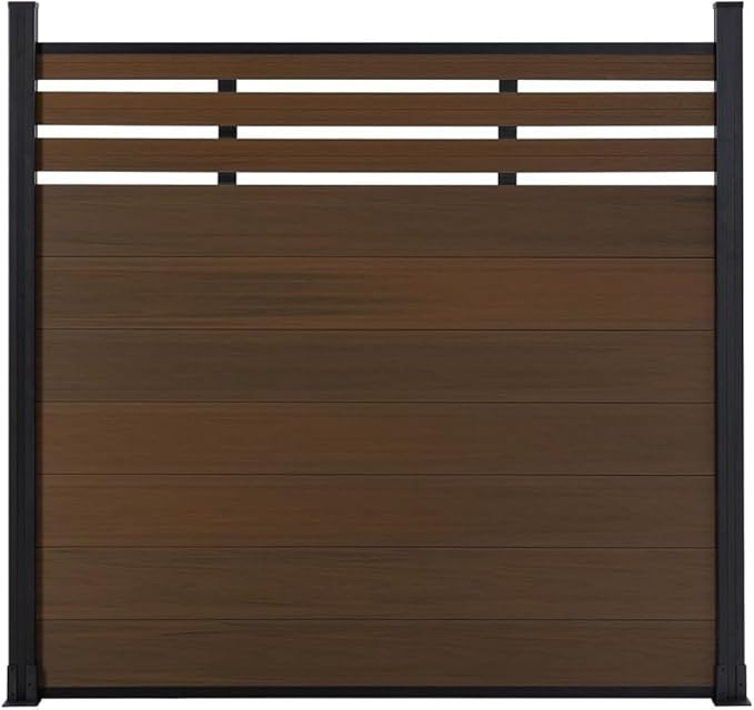 6x6 FT Wood Composite Privacy Fence Panel,Semi-Enclosed Outdoor AC Unit Cover,Trash Can Barrier | Weatherproof, Easy Installation, Durable Composite Fencing (Brown with 2 Post)