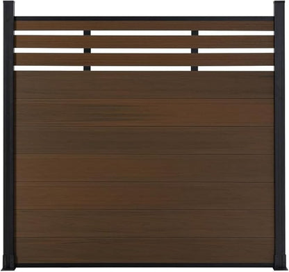 6x6 FT Wood Composite Privacy Fence Panel,Semi-Enclosed Outdoor AC Unit Cover,Trash Can Barrier | Weatherproof, Easy Installation, Durable Composite Fencing (Brown with 2 Post)