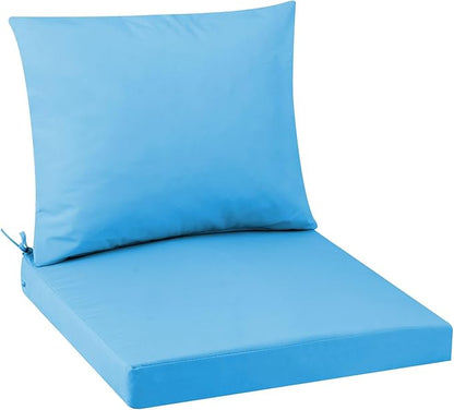 Outdoor Seat Cushion Set 19 x 19 In, Water-Resistant & Fade-Resistan, Patio Furniture Cushions with Removable Cover Deep Seat & Back Cushion with Handle and Adjustable Straps for Chair Sofa,1PC