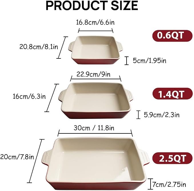 Sweejar Ceramic Bakeware Set, Rectangular Baking Dish for Oven Lasagna Pans for Cooking, Kitchen, Cake Dinner, Banquet and Daily Use, 11.8 x 7.8 x 2.76 Inches of Casserole Dishes (Turquoise)