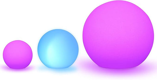 Mr.Go 6-inch, 8-inch and 16-inch LED Ball Light Bundle, Rechargeable, Remote Control, Dimmable 16 RGB Colors 4 Modes, Waterproof, Great as Night Light Mood Lamp Ambient Lighting Decorations