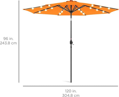 Best Choice Products 10ft Solar Polyester LED Lighted Patio Umbrella w/Tilt Adjustment and UV-Resistant Fabric - Orange