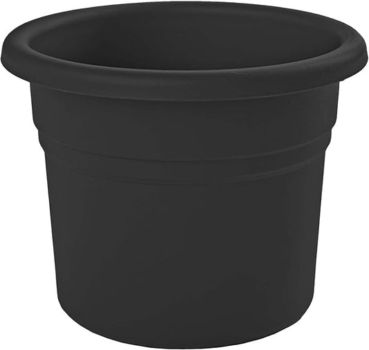 Bloem Posy 12" Black Round Resin Planter Pot Indoor and Outdoor Gardening