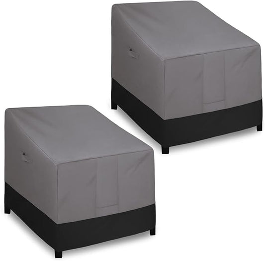 Easy-Going Outdoor Chair Cover Waterproof, Heavy Duty Patio Chair Cover, Windproof Outdoor Furniture Cover with Air Vent (2 Pack-33.5Wx40Dx36H inch, Gray/Black)