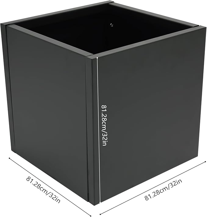 32Inch Steel Planter Box Metal Planter Large Tall Square Planters for Indoor Outdoor Plants, Heavy Duty Flower Pot for Patio, Yard, Garden (Black, 32" L x 32" W x 32" H)