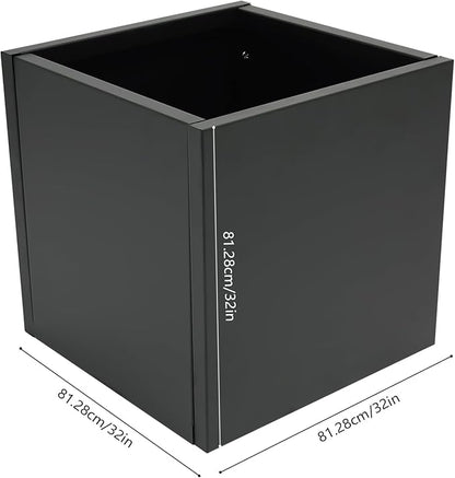 32Inch Steel Planter Box Metal Planter Large Tall Square Planters for Indoor Outdoor Plants, Heavy Duty Flower Pot for Patio, Yard, Garden (Black, 32" L x 32" W x 32" H)