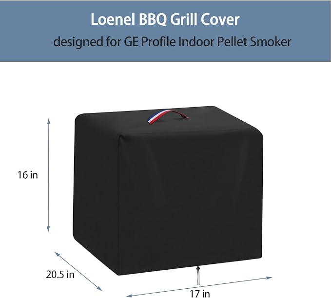 BBQ Grill Cover for GE Profile Indoor Pellet Smoker, Waterproof 600D Outdoor Smoker Covers Electric Grills Covers - 17" W x 20.5" D x 16" H