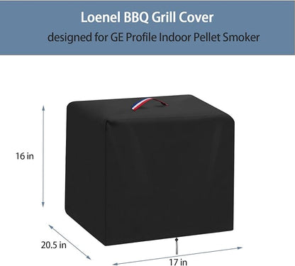 BBQ Grill Cover for GE Profile Indoor Pellet Smoker, Waterproof 600D Outdoor Smoker Covers Electric Grills Covers - 17" W x 20.5" D x 16" H