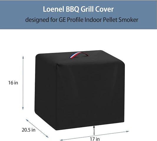 BBQ Grill Cover for GE Profile Indoor Pellet Smoker, Waterproof 600D Outdoor Smoker Covers Electric Grills Covers - 17" W x 20.5" D x 16" H