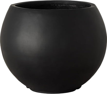 17 H x 21" Dia (15" Pot Opening) Black Round Fiberstone Planter with Drainage Hole, Indoor/Outdoor Large Plant Pot for Home Patio Garden, Ideal for Large Plants