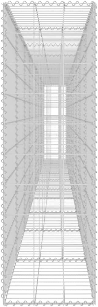 Galvanized Steel Gabion Wall with Covers, Gabion Mesh Wire Wall Panel Galvanized Steel Garden Stone Wire Basket Fencing Patio Decorative Fence, 236"x11.8"x39.4",-184