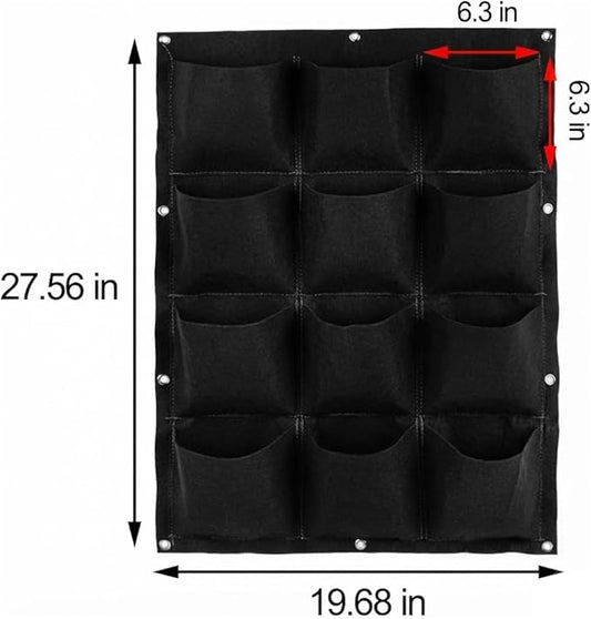 WFIST Vertical Hanging Planter Bag, Breathable Felt Wall Garden Planter with Metal Grommets, Indoor/Outdoor Space-Saving Herb & Flower Growing Pouch (12-Pocket)