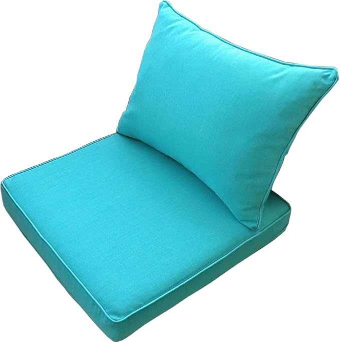 MEETHASUNY Outdoor Patio Furniture Replacement Cushions,25X25X5 Inch Deep Seat Chair Seat Back Cushion Set,All Weather Breathable Sectional Cushions for Patio Furniture Couch Loveseat,Turquoise Blue