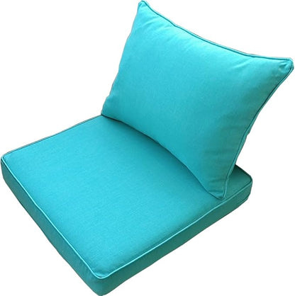 MEETHASUNY Outdoor Patio Furniture Replacement Cushions,25X25X5 Inch Deep Seat Chair Seat Back Cushion Set,All Weather Breathable Sectional Cushions for Patio Furniture Couch Loveseat,Turquoise Blue