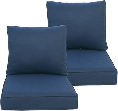 COZYVIDA Outdoor/Indoor 24x27.5 inch Deep Seat Patio Cushions Set of 2 Resilient Foam Filling Water Repellent Stain-Resistant UV Resistant Weather Resistant Patio Cushions Midnight