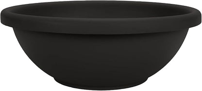 The HC Companies Shallow Planter with Drainage - Contemporary Garden Bowl Planter for Flowers, Herbs & More - Round Succulent Planter Pot for Indoors and Outdoors (15.5" Black, Pack of 1)