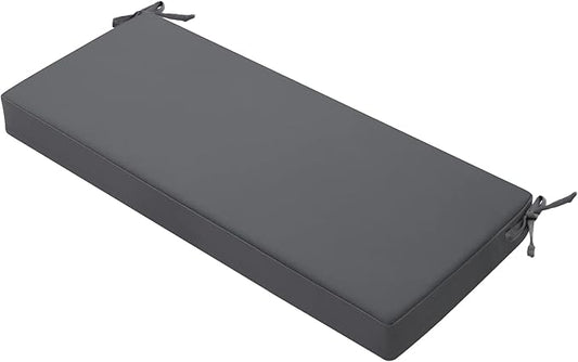 Favoyard Outdoor Bench Cushion 59 x 18 Inch Waterproof Patio Furniture Cushions 3-Year Color Fastness Garden Sofa Settee Couch Swing Pads with Handle and Attach Ties, Dark Gray